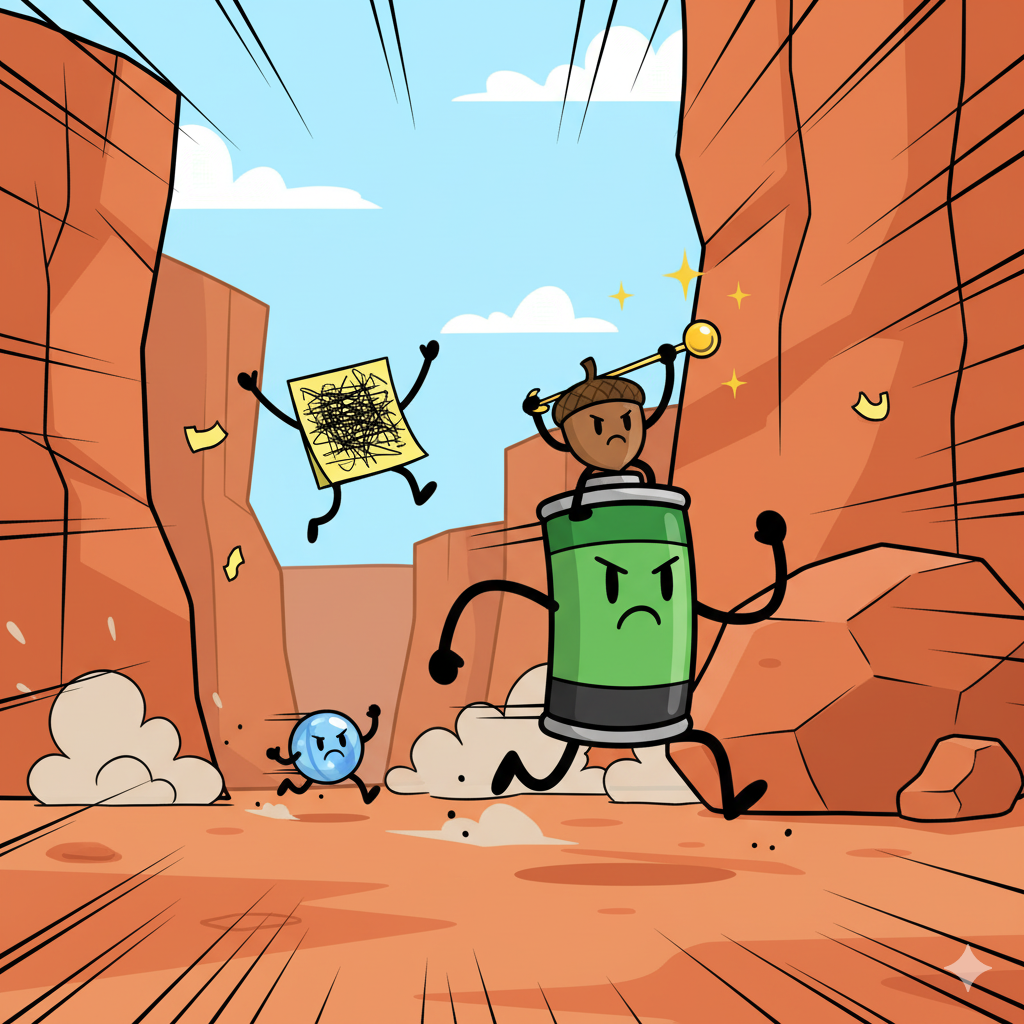 attery sprinting with Acorn, others chasing