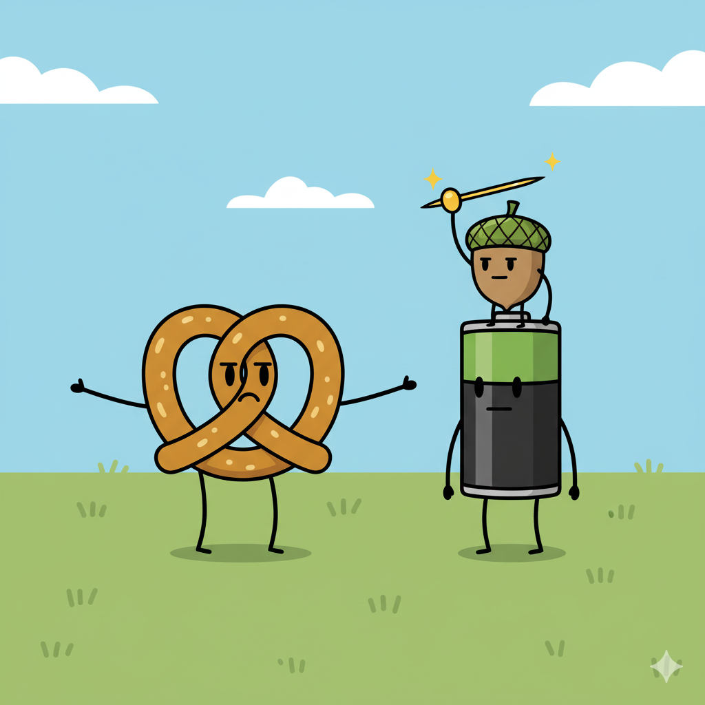 retzel blocks the path, Acorn stands his ground