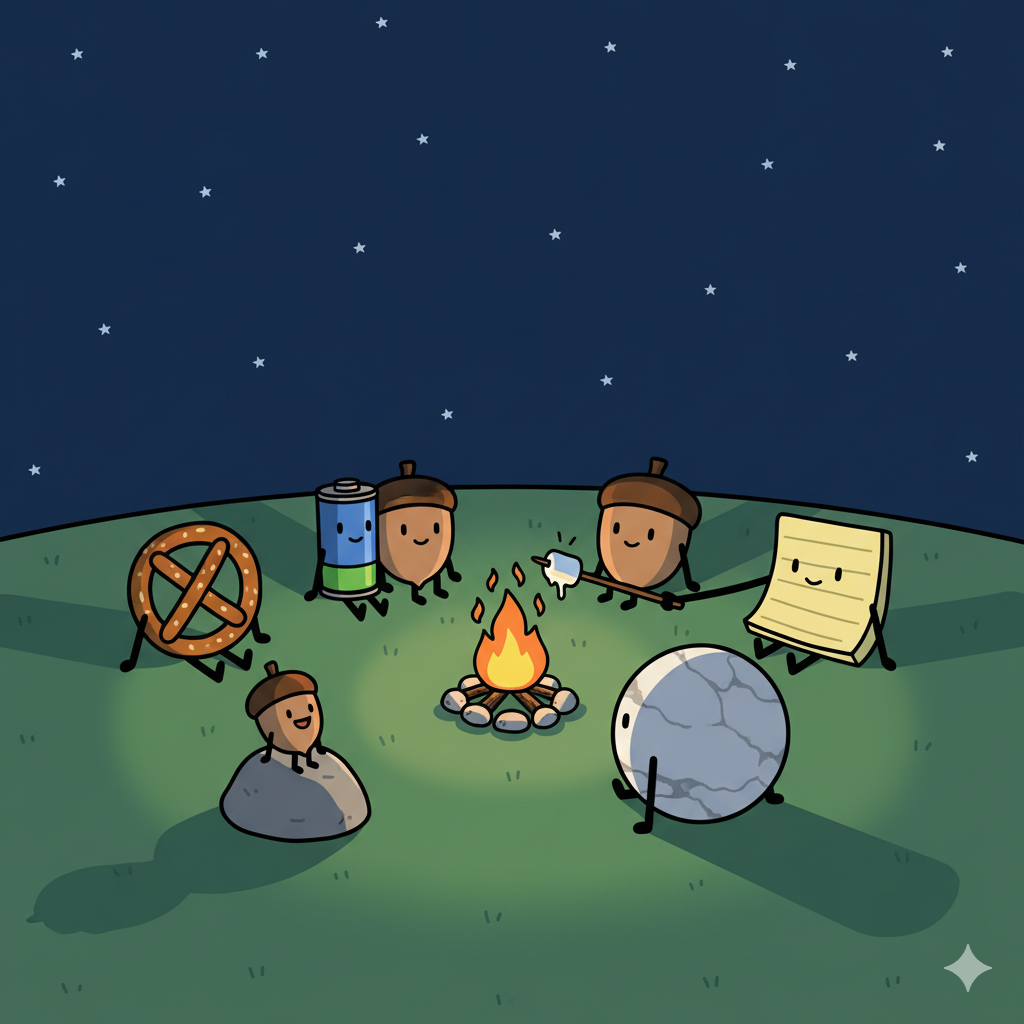 ampfire scene under the stars