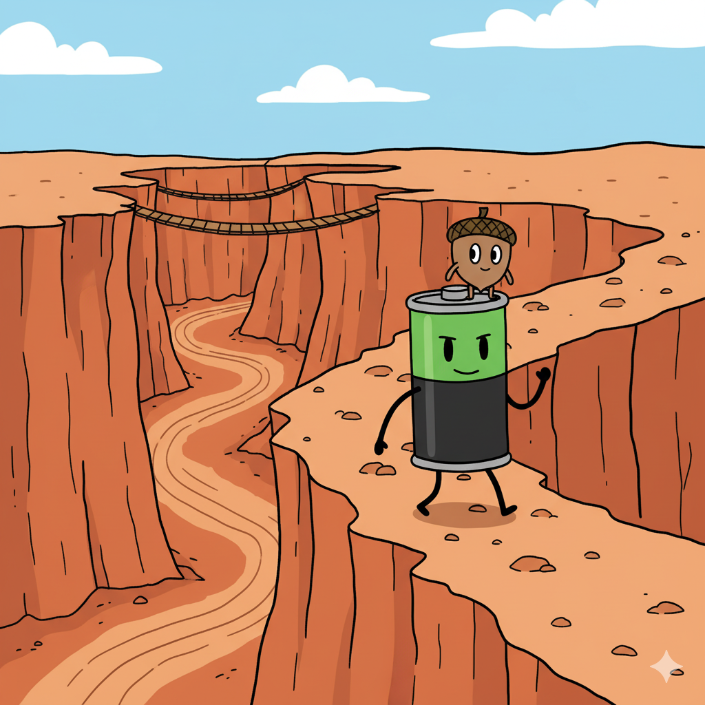 attery carrying Acorn on her shoulder along the ridge