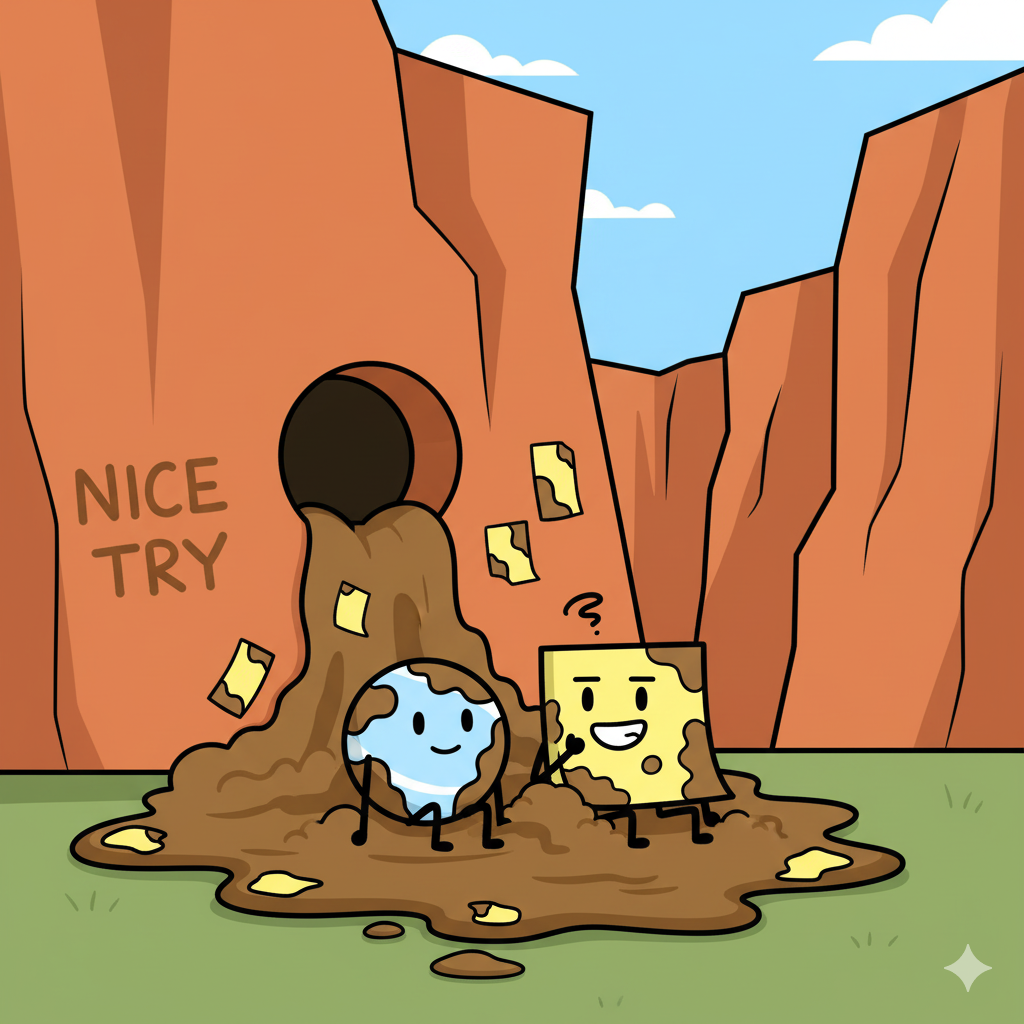 arble and Sticky Note in mud after the cave trap