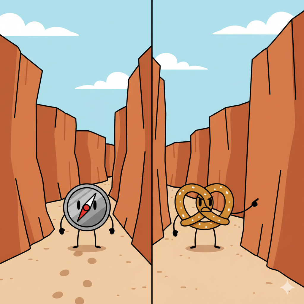 retzel at a dead end, Compass going the right way