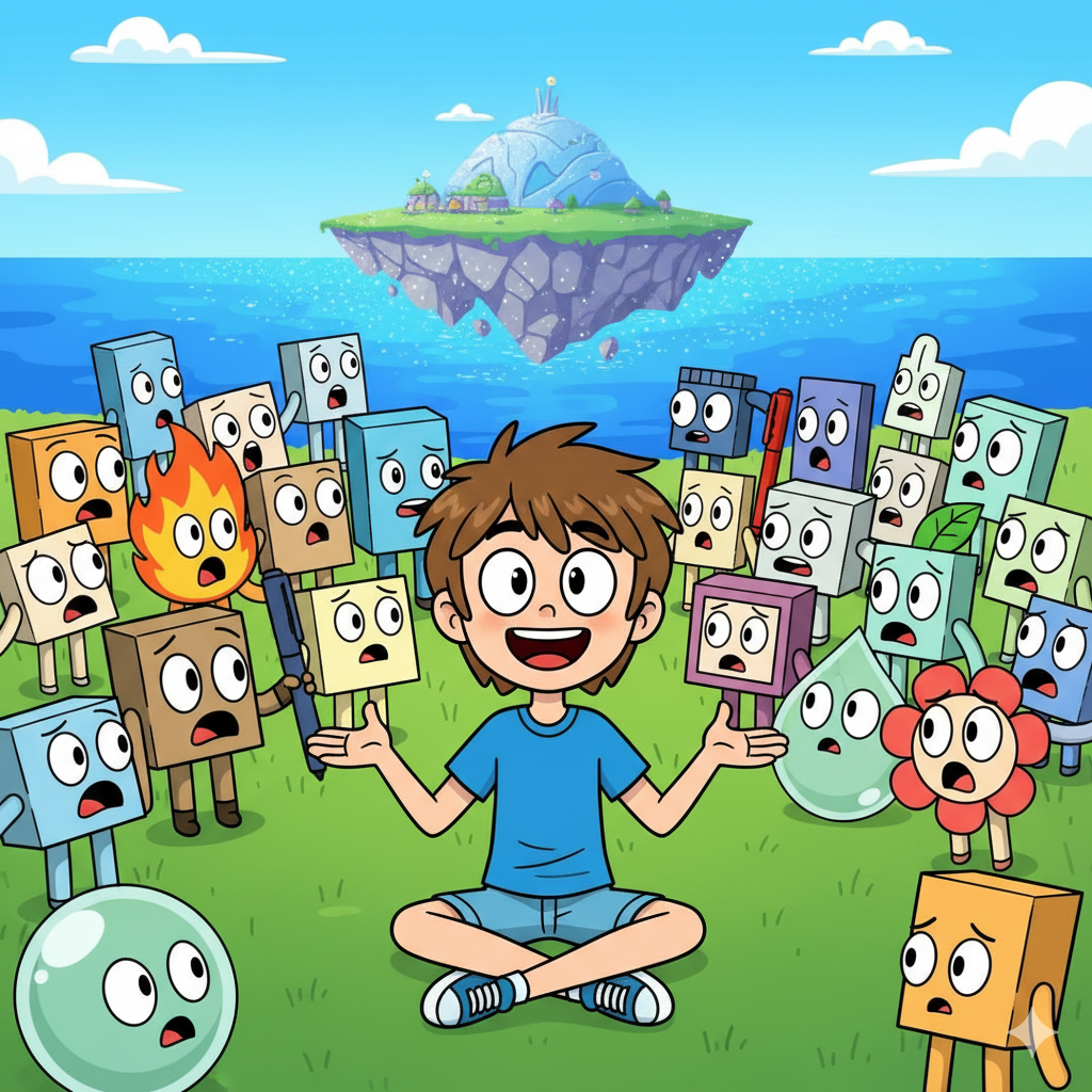 Wesley lands in Goiky surrounded by shocked characters