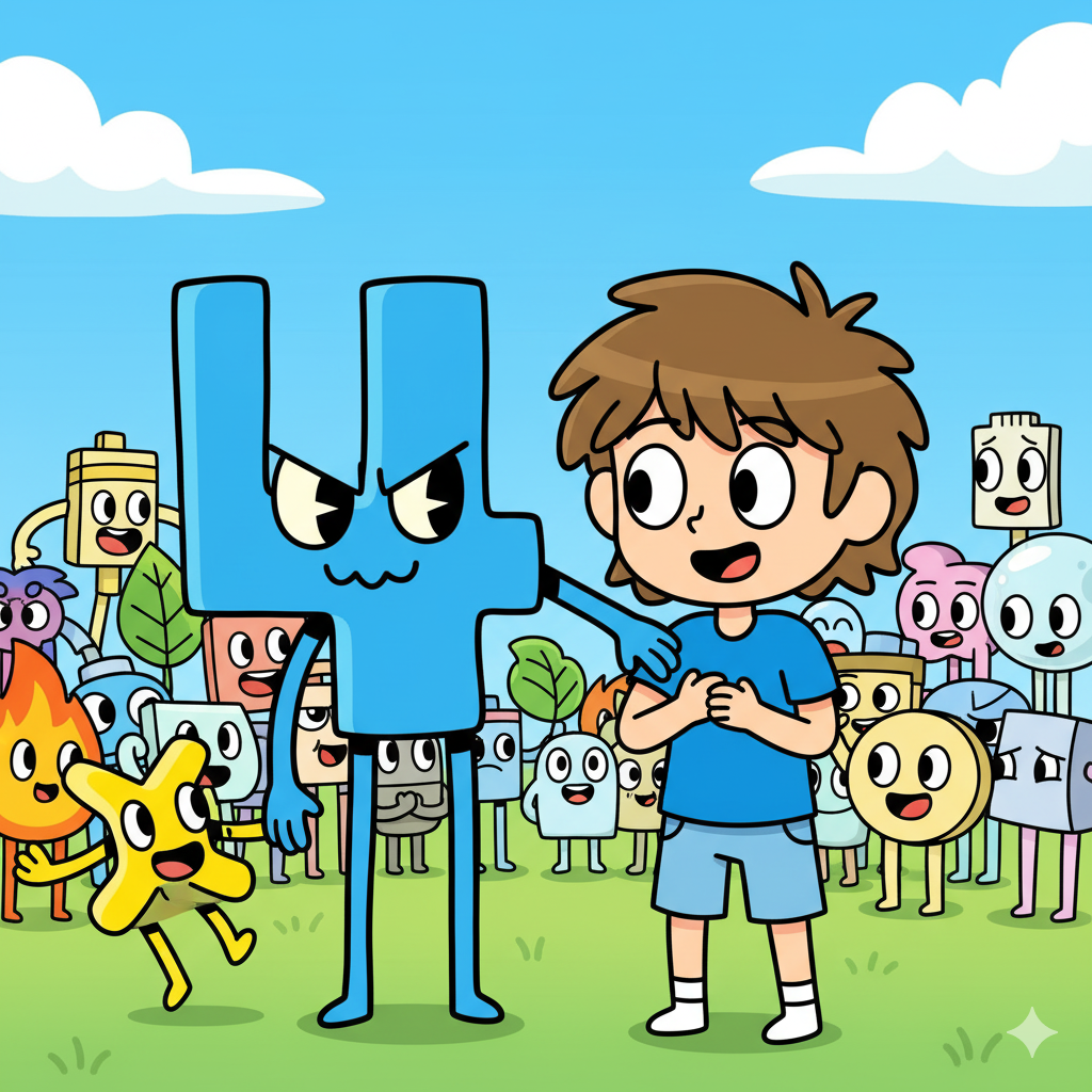 Four poking Wesley while X bounces excitedly