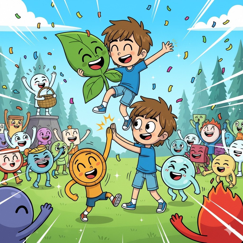 Wesley celebrated by all the characters after winning